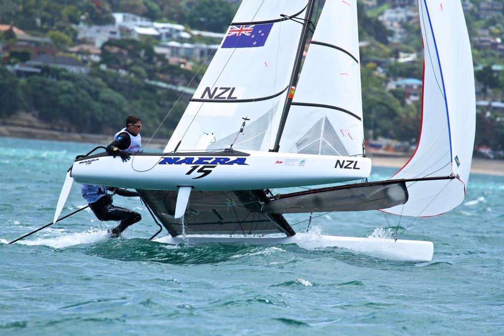 Nacra 15 (NZL)- Aon Youth Worlds 2016, Torbay, Auckland, New Zealand © Richard Gladwell www.photosport.co.nz